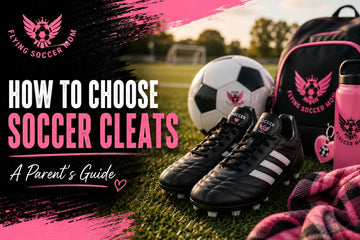 How to choose soccer cleats: black soccer cleats and soccer gear on a field