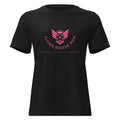 Flying Soccer Mom relaxed fit game day tee in black with pink winged soccer ball graphic