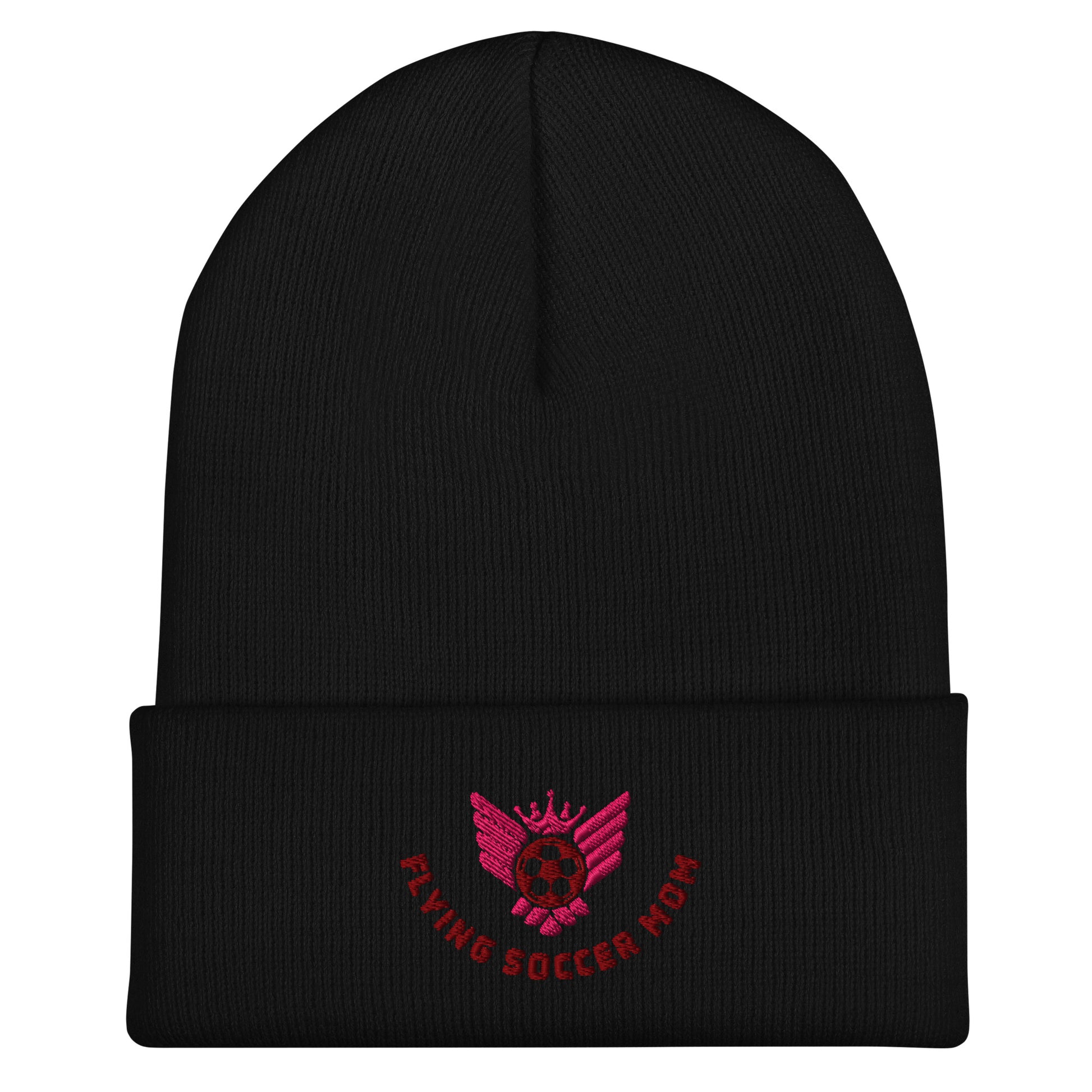 Soccer Mom Beanie Black Flat mockup