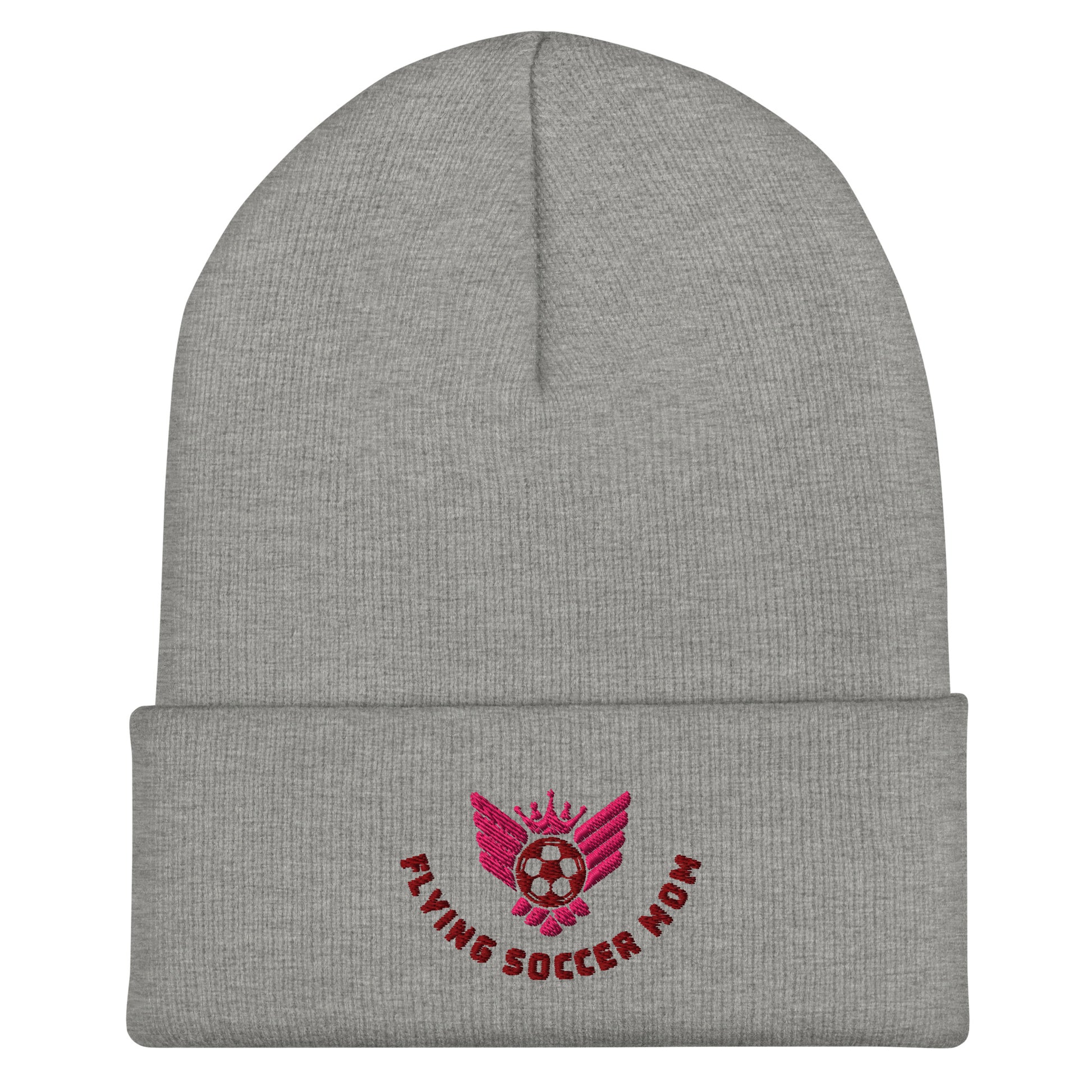 Soccer Mom Beanie Grey Flat mockup