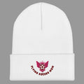 Soccer Mom Beanie White Flat mockup