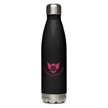 Black soccer mom water bottle clean product image on white background