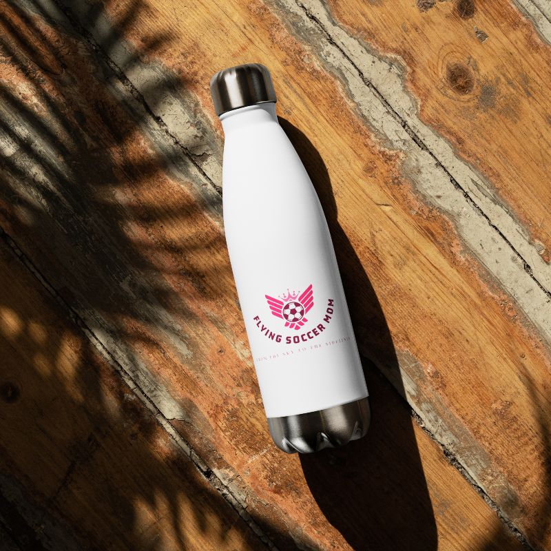 Soccer mom water bottle on game day with sporty lifestyle setting