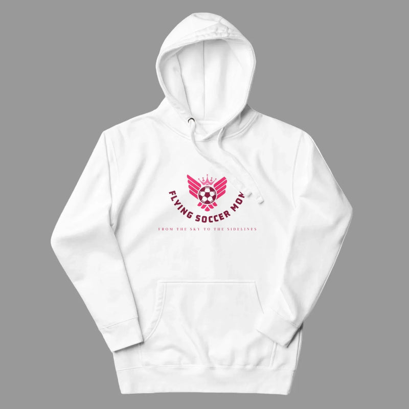 Flying Soccer Mom hoodie streetwear fit white