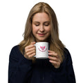 A woman enjoying her soccer mom coffee mug, perfect for game day chaos and busy mornings.